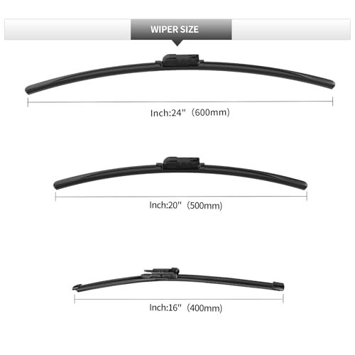 Image of Front and Rear Windshield Wipers for Porsche Macan for Car Window | Quiet and Streak-Free Front and Back Wiper Blades Assembly All-Season OEM Automotive Replacement Accessories