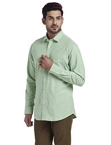 Image of COLOR PLUS Men's Solid Tailored Fit Shirt (CMSS26987-N4 Medium Green