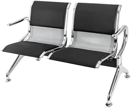 Hospital waiting room chair,Seat Waiting Room Bench with Arms, Leather Office Guest Chair, Reception Chairs for Waiting Room Office Airport Hospital Bank, Steel, Black