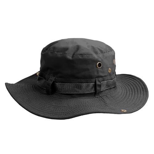 Sombrero UV para mujer, sombrero de sol plegable, gorra de pesca, ala ancha, transpirable, protección UV para hombres y mujeres, campamento al aire libre, color negro, Negro
