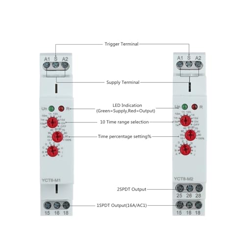 Relais temporisé multifonction programmable rail DIN YCT8-M2