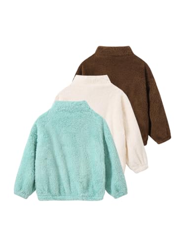 Image of Girls Sweatshirts Quarter-zip Sherpa Fleece Pullover Fuzzy Jacket