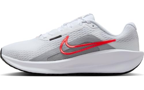 NIKE Femme Downshifter 13 Sneaker, White Bright Crimson Wolf Grey Black, 40.5 EU