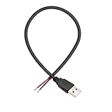 EAHOSUCC 18AWG Single USB Pigtail 2 Wire,0.3M/1FT 5V 7A USB 2.0 Male Plug 2pin Bare Wire Replacement USB End for USB A Connector DIY Power Breakout Cable