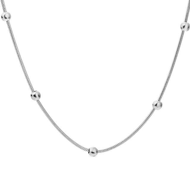 El Regalo Stainless Steel Round Bead Snake Chain Necklace for Girls & Women- Anti Tarnish Plain Chain (Silver) (B0CSG7FVVV) Amazon Price History, Amazon Price Tracker