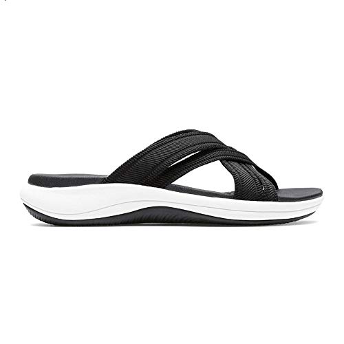 Clarks womens Mira Isle Slide Sandal, Black Textile, 10 Wide US by Clarks - Used condition - CA$28.31