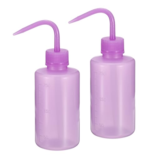 QUARKZMAN 2 botellas de plástico de 250 ml, 250 ml, botella de lavado de plástico, botella para tatuajes, para limpieza de herramientas de agua (morado)