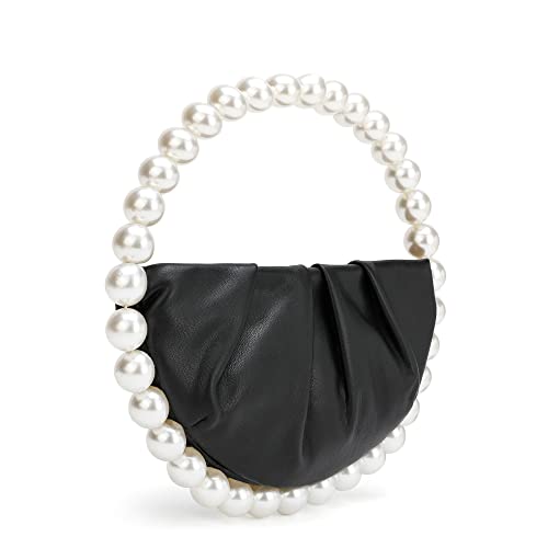 Image of CARIEDO Pearl Soft Face Pleated Handbag Advanced Evening Bag Party Prom Bride Purse Phone Clutch Purse