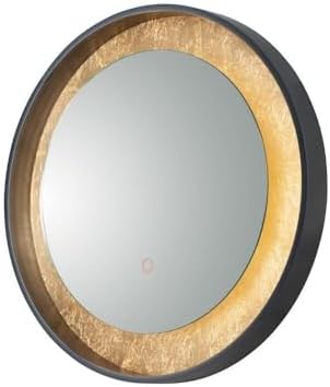 ET2 Floating 24W 1 LED Round Mirror 23.5 Inch Wide by 23.5 Inch High with Gold Leaf/Black Finish