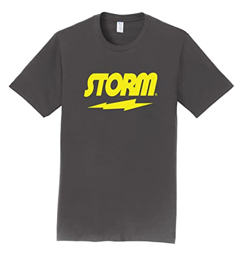 Logo Infusion Charcoal T-Shirt 100% Cotton - Storm Bowling - Bright Yellow Logo - Design 00BA (as1, Alpha, 3X_l, Regular, Regular)