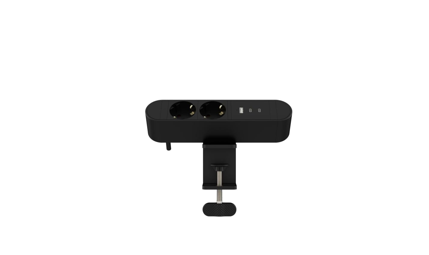 Multipresa da Scrivania con 2 Prese Tipo F, 2 USB-C e 1 USB-A, Ricarica 30W, Cavo 1,8 m, Montaggio su Tavolo fino a 5 cm, Nero