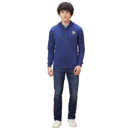 Image of Being Human Blue Regular Fit Long Sleeves Men's Hoodie Clothing