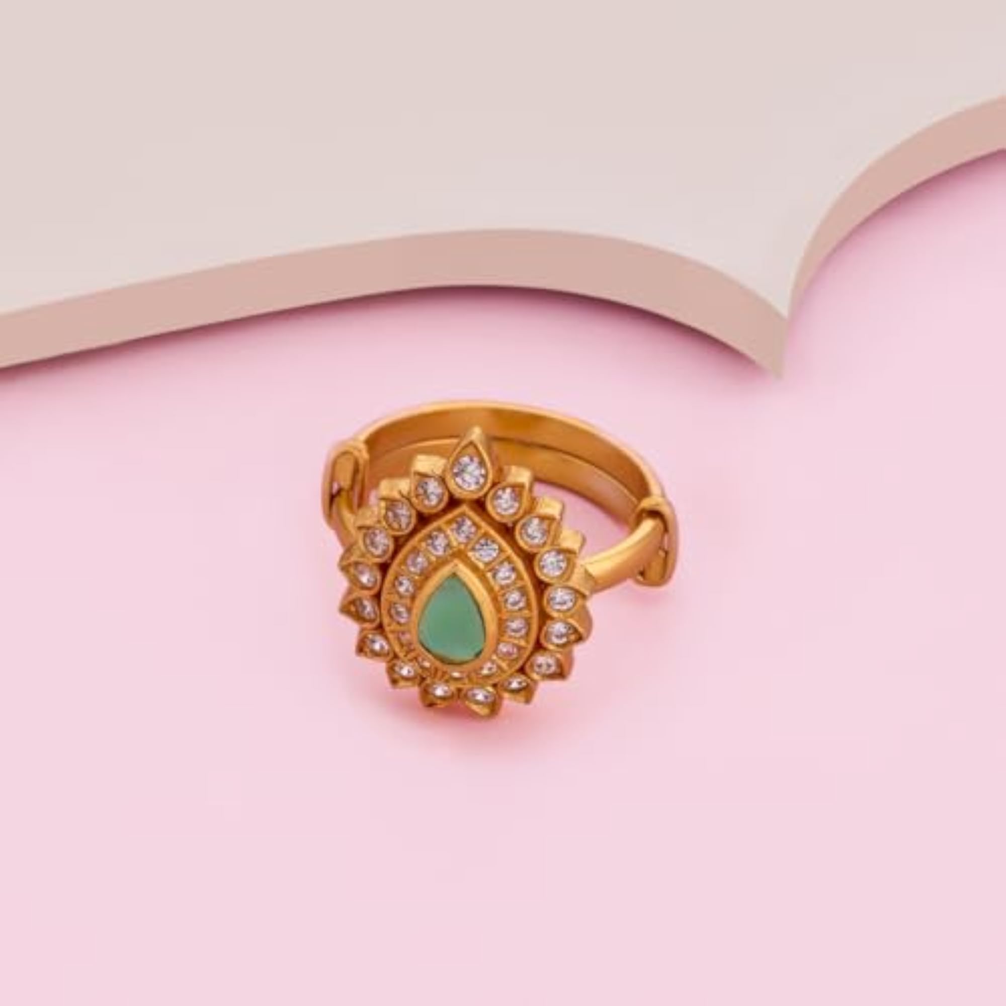 Women's Ruby Gold Polished 92.5 Silver Temple Ring