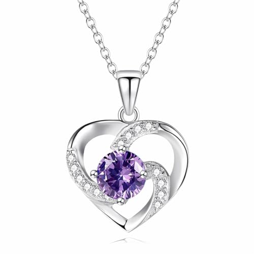 MenYiYDS- Collier en diamant pour femme Forever Love Collier en argent sterling 925 plaqué or rose avec pierre de naissance Pendentif Bijoux pour femme Cadeau de Noël...