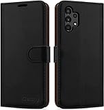 iCatchy For Samsung Galaxy A04S Case/Galaxy A13 5G Case Leather Wallet Book Flip Folio Stand View Cover Pouch for Samsung Galaxy A13 5G (Black)