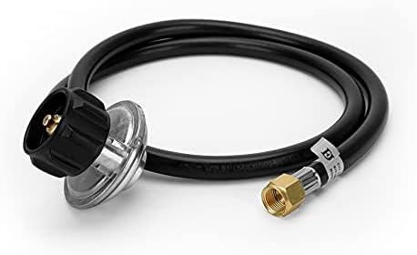 4FT QCC1 Right Angle Low Pressure Propane Hose and Regulator for LP Gas Grill, Heater and Fire Pit, 3/8" Female Flare x Acme Nut