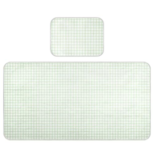 Takiito Green Gingham Checkered Baby Cooling Mattress Pad, Soft & Breathable Cooling Mat Keep Baby Cool in Summer 28x52 in, Nursery Essential