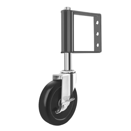 Durlo Rueda giratoria para portón de alta resistencia, rueda de goma resistente de 4 pulgadas, rodillo con freno, para portón de madera de cerca con capacidad de carga, color negro