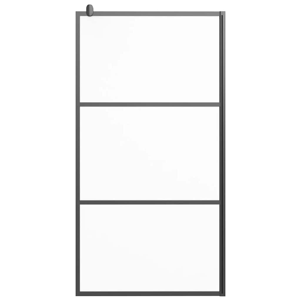 Ścianka prysznicowa Walk-In 100 x 195 cm, matowe szkło bezpieczne ESG, czarna, 5 mm, rama aluminiowa, regulowany profil i drążek podporowy, ochrona przed pryskaniem do kabiny prysznicowej
