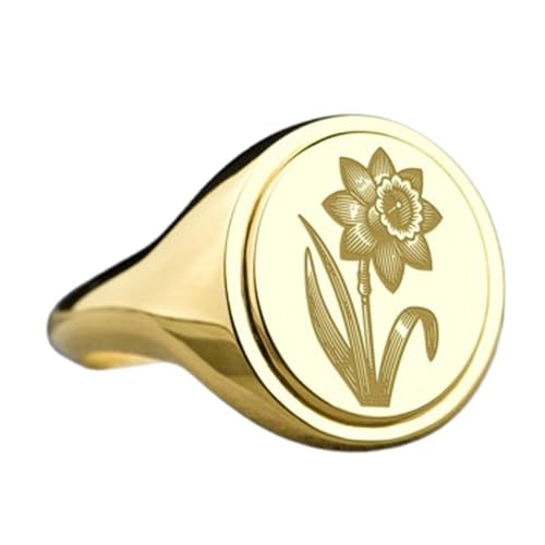 Jonquille en argent sterling 925 et bague plaquée or style chevalière
