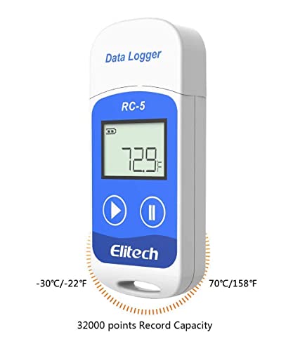 Image of Multi use RC5 Temperature Data Logger 32000 Readings | -30C to +70C | USB Download | High Accuracy ±0.5C | Cold Chain Monitoring for Pharma, Food, Vaccine Storage | model: Elitech RC5