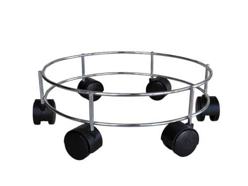 Image of Rincy Heavy-Duty 6 Wheel Stainless Steel LPG Gas Cylinder Trolley - Durable Gas Stand for Kitchen Utility-Steel Cylinder Trolley with Wheels Heavy Duty-Kitchen Gas Trolly-6 Wheels Gas Trolly