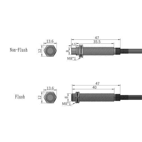 Sensor de proximidad M8 2mm DC 2-wire NO empotrado interruptor inductivo 10-30V 6