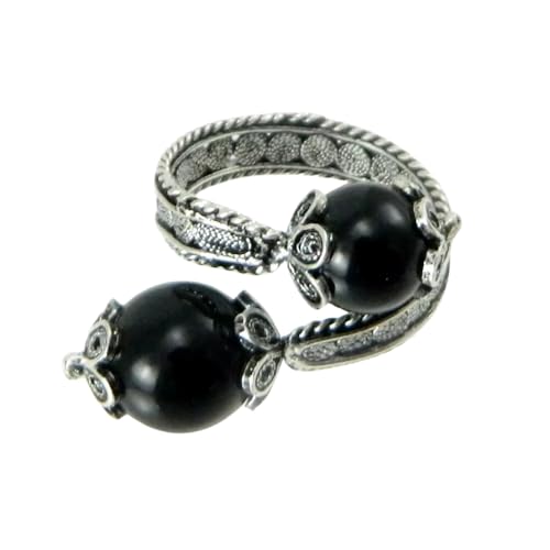 Alliance sarde argent pierre onyx bague réglable femme