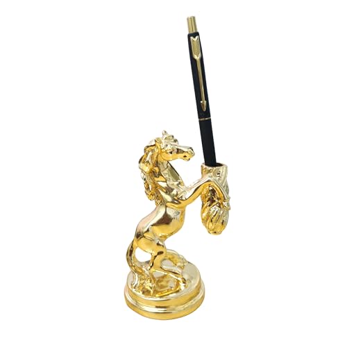 Image of ARNAVIRA 24 Gold Plated Horse Pen Holder | Paperweight For office Table Desk, Table Top Pen Stand (Pen Not Included) (Horse Pen Holder)