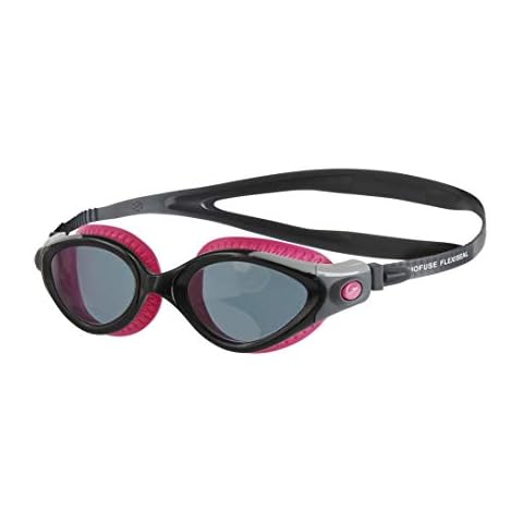 Speedo Adult Unisex Futura Biofuse Flexiseal Swimming Goggles, Extra Comfort, Cushioned Fit,Ecstatic Pink/Black/Smoke, One Size Cover