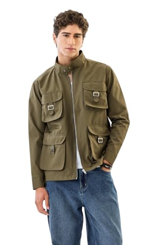 Image of SNITCH Men Casual Jacket | Regular Fit Textured Pattern With Lapel Collar & Full Sleeve | Polyester Blend Zip Closure For Everyday Street Style & Layering