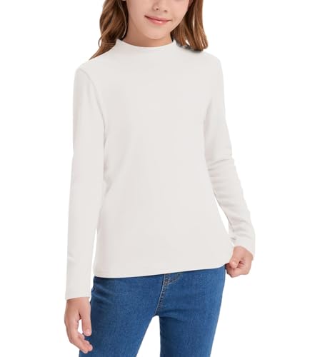 QBK Girls' Mock Turtleneck Basic Long Sleeve Shirt Casual Tee Tops for Toddler Kids (2t-12Years)