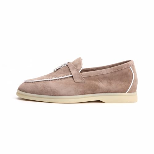 Image of XOBZJH Women's Leather Suede Loafers Flats - Slip-On Penny Loafers with Soft, Comfortable Driving & Dress Shoes for Casual Office Work All Day