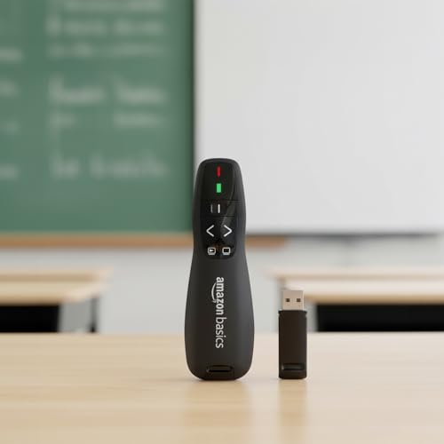Image of Amazon Basics Wireless Laser Controller for Presentation, with USB Receiver and Battery Indicator (Battery Not Included)