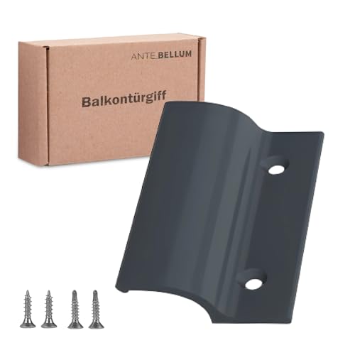 Ante bellum Tirador de puerta de balcón – Tirador versátil de aluminio para puertas de balcón, terraza y mosquitera, incluye tornillos, fácil montaje sin taladrar (RAL 7016)