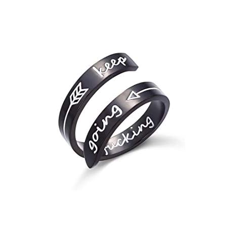 DYbaby Adjustable Engraved Inspirational Spiral Twist Ring Stainless Steel Free Size Ring Gift for Sisters (Keep fucking going-B) Cover