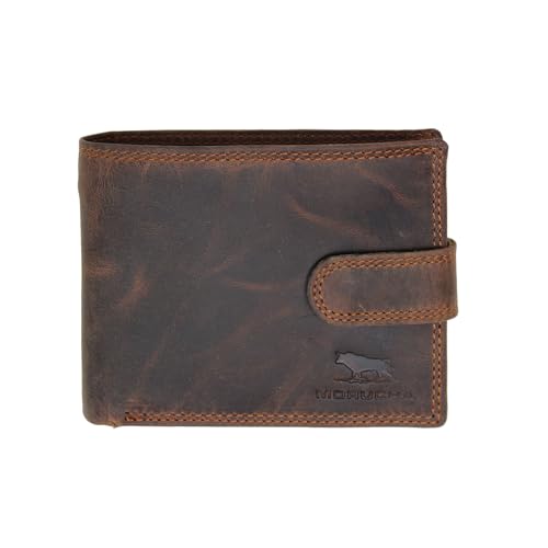 Wallets Men Anti-Theft RFID Blocking Bifold Leather Wallet Genuine Distressed Hunter Leather Passcase Wallet Money Cards Coin Organiser Purse Gift For Men M80 Dark Brown4