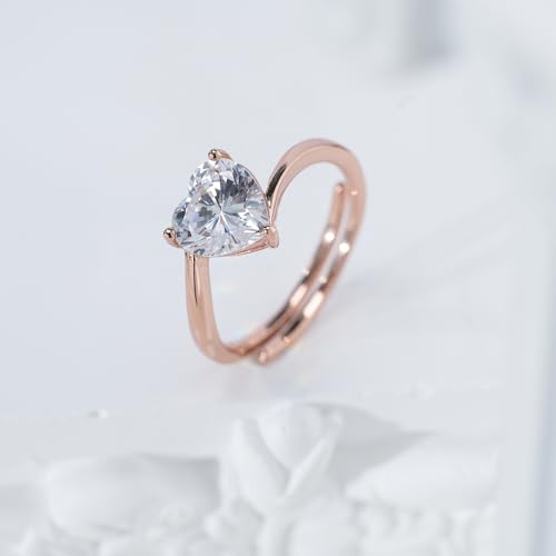 Adjustable Swirl Heart Solitaire Ring, Hallmarked 92.5 Sterling Silver