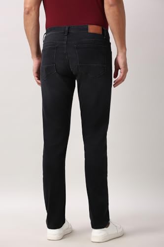 Image of Peter England Men's Slim Tapered Jeans | Denim Mid Wash | Casual Wear | Modern Fit