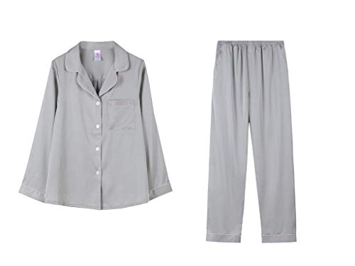 Ensemble De Vêtements De Nuit en Satin, Ensemble De Pyjamas en Satin De Soie pour Femmes, Vêtements De Nuit À Manches Longues Et Longues Boutons pour Toutes Les Saisons Cover