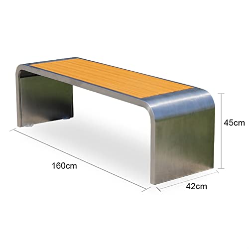 Outdoor Garden Bench Contemporary Plank Design Outdoor Dining Bench 59/63 Inch Park Bench Stainless Steel Bench Outdoor Plastic Wood Bench Leisure Seat Park Bench (Style : A)