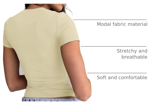 Image of Dwnval Womens Classic Short Sleeve Summer TOS Crew Neck Slim Fit Crop T Shirt