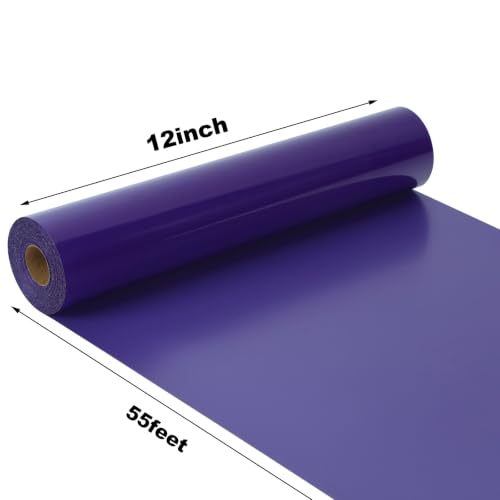 Image of guangyintong Heat Transfer Vinyl HTV Rolls, Purple Iron on Vinyl 12 inch x 55ft