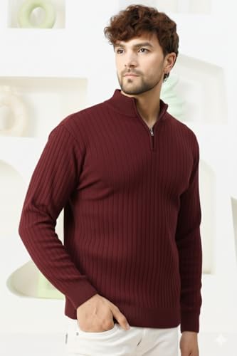 Image of Pivl Men's Winter Half Zip Solid Warm Sweater