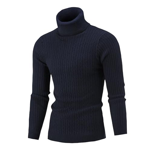 DGHM-JLMY 1/2 Pack Mens Ribbed Slim Fit Knitted Pullover Casual Twisted Turtleneck Sweater Regular Joker High Neck Jumper2