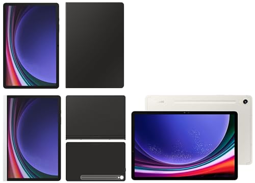 Image of Samsung Galaxy Tab S9 RAM 8 GB, ROM 128 GB, Wi-Fi + 5G Tablet, Beige with S9 Screen Protector, Transparent & S9 Book Cover Keyboard, Black & S9 Notepaper Screen, White & S9 Smart Book Cover, Black