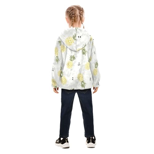 OTVEE Summer Yellow Pineapple Fruits Kids Hoodie Jacket Fall Spring Full Zip Warm Outwear Coat4