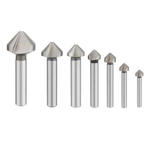 Image of Milling Cutter Chamfer Endmills Tool CNC Maching 3 Teeth 90 Degree Milling Reamer High Hardness Steel Metel Cutter HSS Set 7PCS