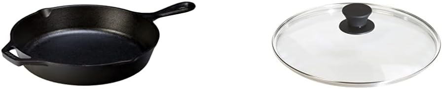 Lodge L8SK3 10-1/4-Inch Pre-Seasoned Skillet & Manufacturing Company GL10 Tempered Glass Lid, 10.25", Clear