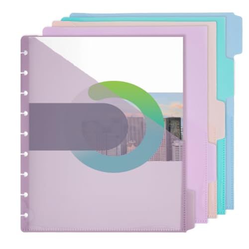 Divisores de bolsillo de plástico tamaño carta para cuaderno de discos y organizador interno